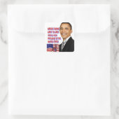 Barack Obama, terug naar achteren_ Vierkante Sticker (Tas)