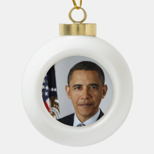 Barack Obama US President White House Portret Keramische Bal Ornament