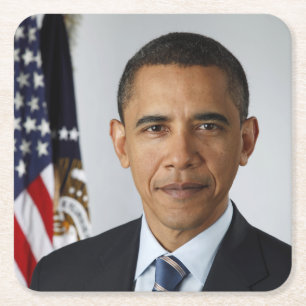Barack Obama US President White House Portret Vierkante Kartonnen Onderzetter