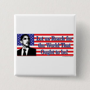 Barack Obama Vierkante Button 5,1 Cm