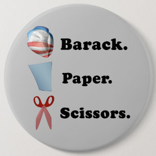 Barack. Papier. schaar Ronde Button 6,0 Cm