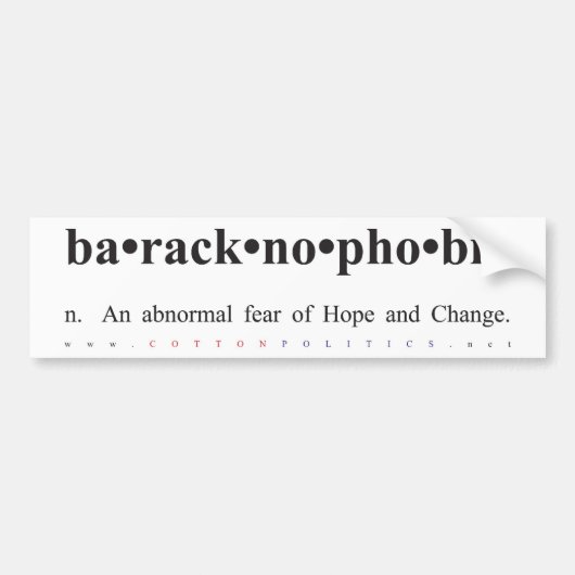 Baracknofobische Bumpersticker (Voorkant)