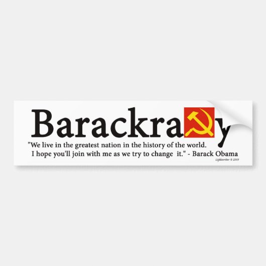 Barackracy Bumpersticker (Voorkant)