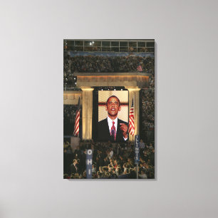 Barak Obama spreekt op de laatste avond van de Canvas Afdruk