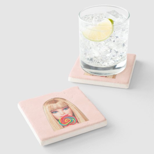 Barb Stone Coaster Stenen Onderzetter (Zijkant)