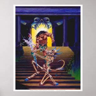 Barbaar met Skelet Tovenaar Poster