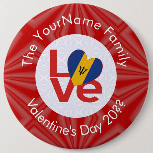 Barbadaanse Rode LIEFDE Vlag Gepersonaliseerd Ronde Button 6,0 Cm