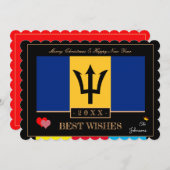 Barbade Drapeau & Bonne année / Meilleure carte de (Devant / Derrière)