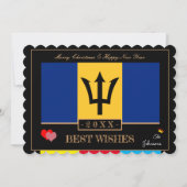 Barbade Drapeau & Bonne année / Meilleure carte de (Devant)