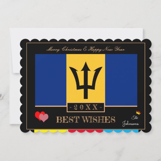 Barbade Drapeau & Bonne année / Meilleure carte de (Devant)