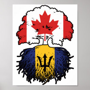 Barbados Barbadian Canadian Canada Tree Roots Flag Poster