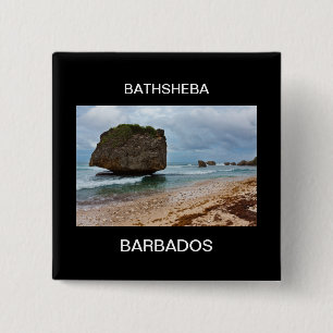 Barbados, Bathsheba Rocks Vierkante Button 5,1 Cm