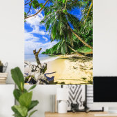 Barbados Caribbean Beach Palm Tree Retreat Poster (Thuiskantoor)
