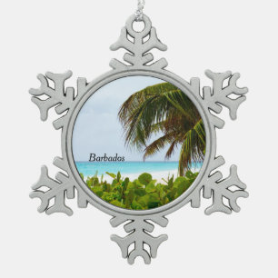 Barbados, Caribische strand Tin Sneeuwvlok Ornament