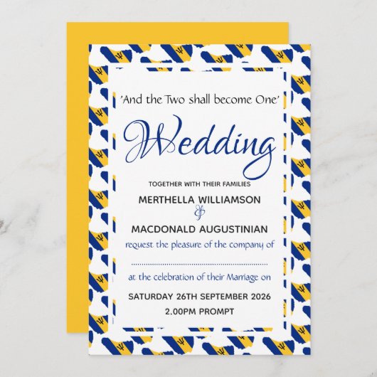 BARBADOS Custom Wedding Celebration Scripture Kaart (Voorkant / Achterkant)