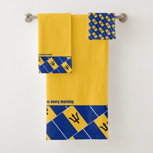 BARBADOS DRAPEAU Écriture personnalisée JAUNE (En situation)