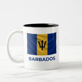 Barbados Eenvoudige Vlag | Elke Dag Trots Tweekleurige Koffiemok