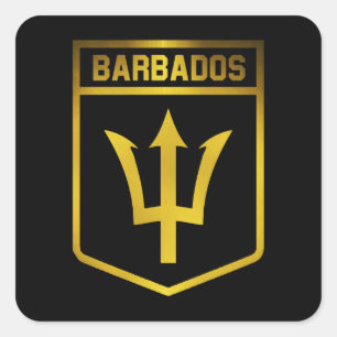 Barbados Emblem Vierkante Sticker