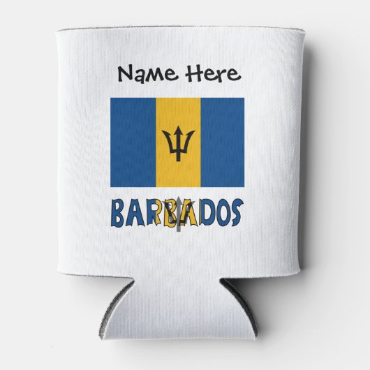 Barbados en Barbadiaanse vlag met Jouw naam Blikjeskoeler (Voorkant)