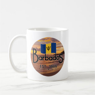 "Barbados Est. 1966" Zonsondergang met de vlag van Koffiemok