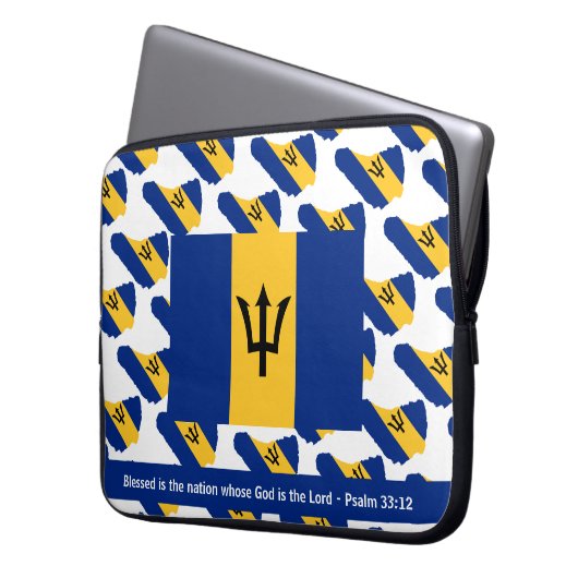 BARBADOS FLAG | Aangepaste scripts | Gezegende nat Laptop Sleeve (Voorkant Links)