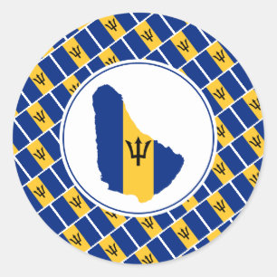 BARBADOS FLAG Barbadiaanse Kaart Stijlvol Patriott Ronde Sticker