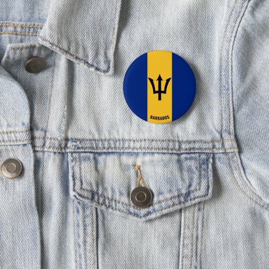 Barbados Flag Charming Patriotic Button (In situ)
