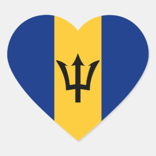 Barbados Flag Heart Sticker