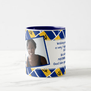 BARBADOS FLAG Photo Template toevoegen Jouw tekst Tweekleurige Koffiemok