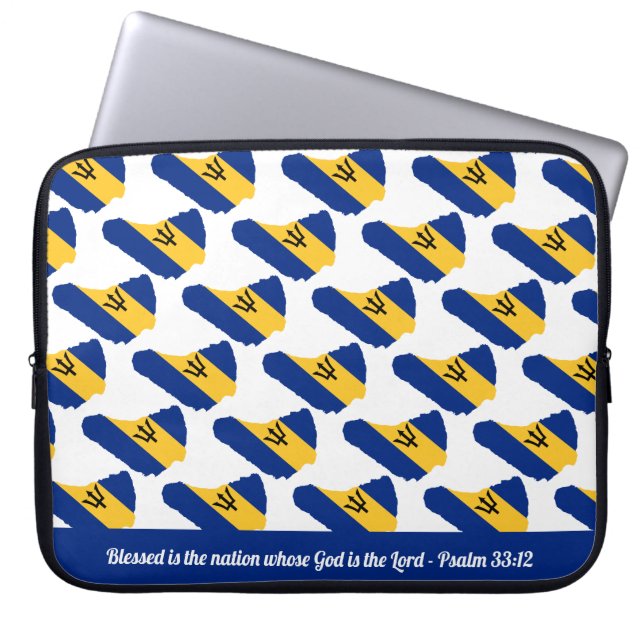  BARBADOS FLAG-scripts Laptop Sleeve (Voorkant)