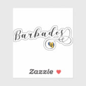 Barbados Heart Flag, Barbadian Sticker (Vel)