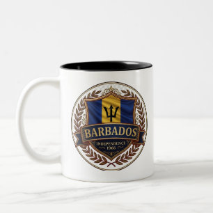 Barbados Heritage Crest   Caribische trots Tweekleurige Koffiemok