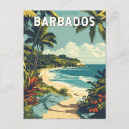 Barbados Illustratie Reizen Art Vintage Briefkaart