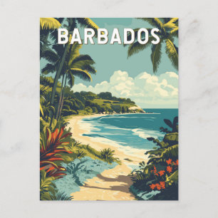 Barbados Illustratie Reizen Art Vintage Briefkaart