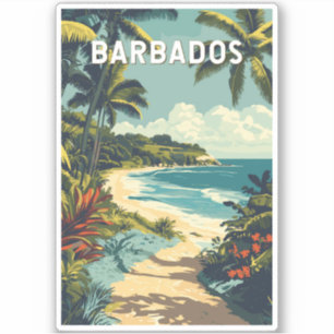 Barbados Illustratie Reizen Art Vintage Sticker