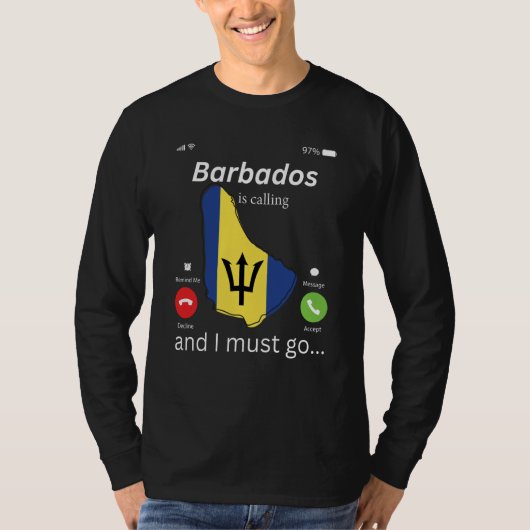Barbados Is Calling and I Must Go Barbados Map And T-shirt (Voorkant)