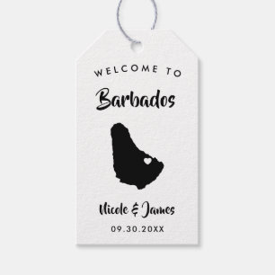 Barbados Island bruiloft welkomsttas Labels, kaart Cadeaulabel