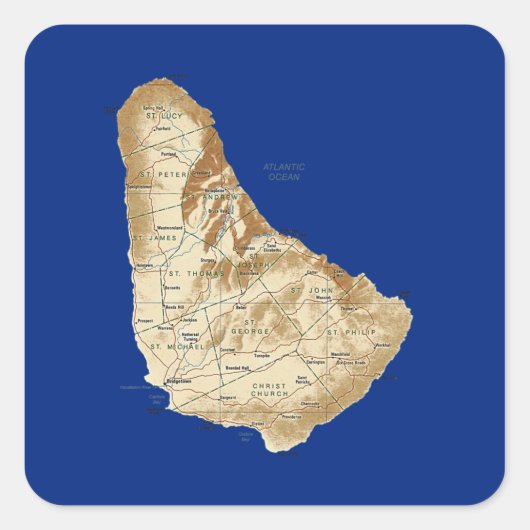 Barbados Kaart Sticker (Voorkant)