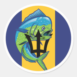 Barbados Mahi-mahi Nationale Vlag van Barbados Ronde Sticker
