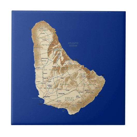 Barbados Map Tile Tegeltje (Voorkant)