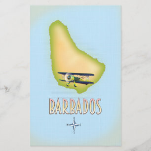 Barbados Map vintage-poster. Briefpapier