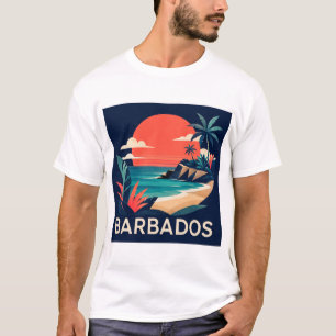 Barbados Moderne T-Shirt de voyage avec art géomét