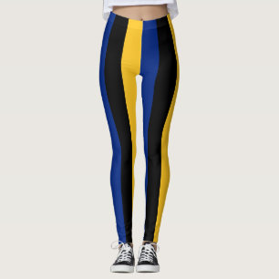 Barbados National Flag Colors Verticaal gestreept Leggings