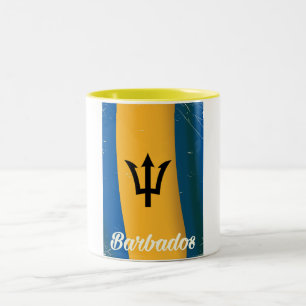 Barbados nationale vlag vakantieposter tweekleurige koffiemok