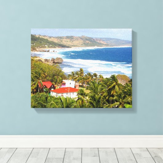 Barbados, Ocean, Beach, Tropisch, canvasafdruk Canvas Afdruk (Insitu (Houten vloer))