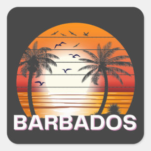  Barbados Palm Trees Summer Beach Vierkante Sticker