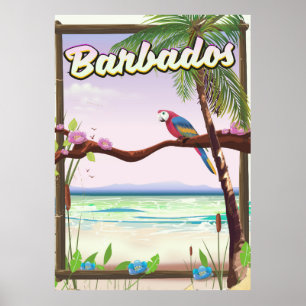 Barbados Papegaai Landschap reisposter Poster