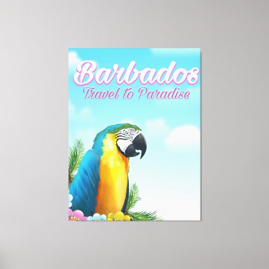 Barbados Papegaai reisposter Canvas Afdruk (Voorkant)