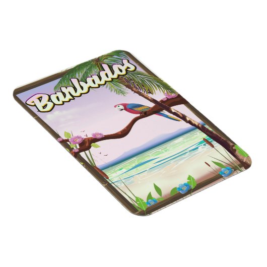 Barbados Parrot Landschapsreisposter Magneet (Rechterzijde)