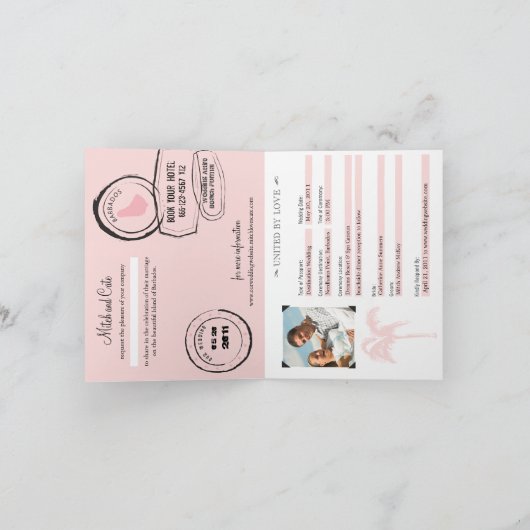 Barbados Passport bruiloft uitnodiging (Binnen)